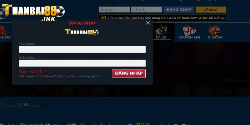 Cách lấy lại mật khẩu Thanbai88 bằng nút quên pass