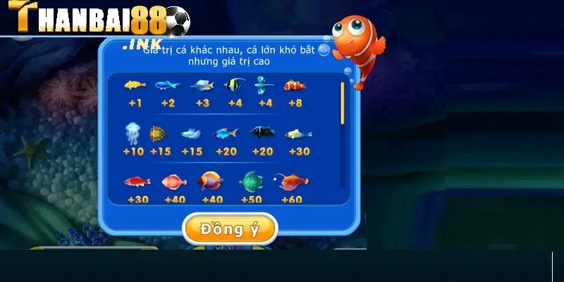 Mỗi loại cá trong game đều có hệ số đổi thưởng khác nhau