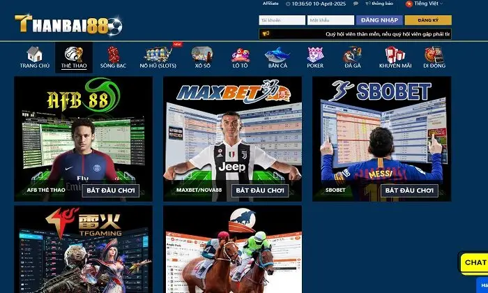 Sảnh thể thao thanbai88 hấp dẫn